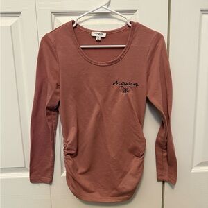 Mama Long Sleeve Maternity Top - Pink